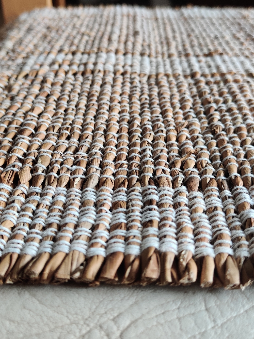 Woven Seagrass Placemat with White Accent Weave